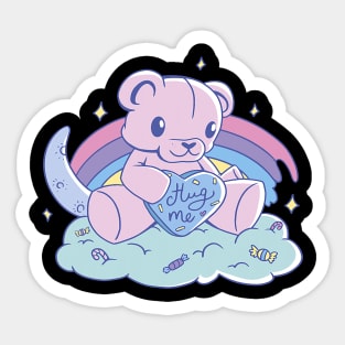 Hug Me Teddy Hugging Heart Bear Toy Rainbow Cute Candy Sticker